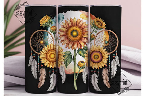 Sunflower Dreamcatcher 20oz Tumbler Wrap Sublimation sassyprint 