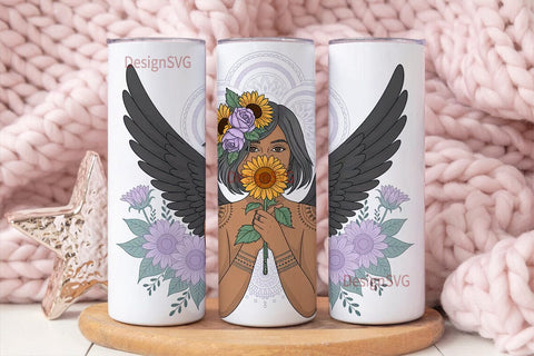 Sunflower Fairy 20oz Tumbler Wrap Sublimation DesignSVG 