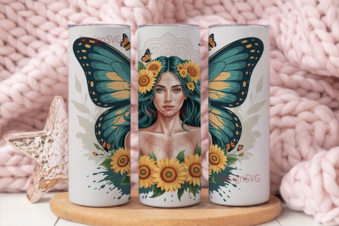 Sunflower Fairy 20oz Tumbler Wrap Sublimation DesignSVG 