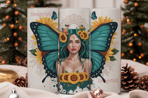 Sunflower Fairy 20oz Tumbler Wrap Sublimation DesignSVG 