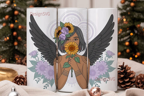 Sunflower Fairy 20oz Tumbler Wrap Sublimation DesignSVG 