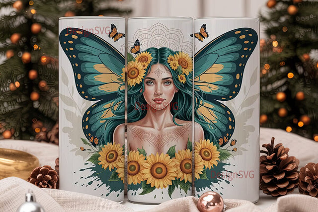 Sunflower Fairy 20oz Tumbler Wrap Sublimation DesignSVG 