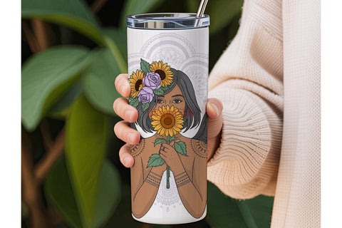 Sunflower Fairy 20oz Tumbler Wrap Sublimation DesignSVG 