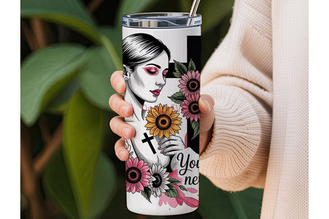 Sunflower Faith 20oz Tumbler Wrap Sublimation DesignSVG 