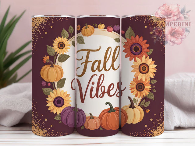 Sunflower Fall Vibes Autumn Tumbler Wrap, Fall Vibes Cup, Autumn Drinkware, Cozy Fall Mug, Sunflower Lover Gift, Thanksgiving Tumbler, Autumn Floral Wrap Sublimation Li Zamperini 