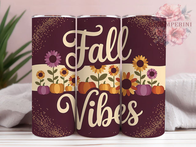 Sunflower Fall Vibes Autumn Tumbler Wrap, Fall Vibes Cup, Autumn Drinkware, Cozy Fall Mug, Sunflower Lover Gift, Thanksgiving Tumbler, Autumn Floral Wrap Sublimation Li Zamperini 
