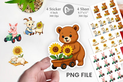 Sunflower Farm Friends Sticker Sublimation artnoy 
