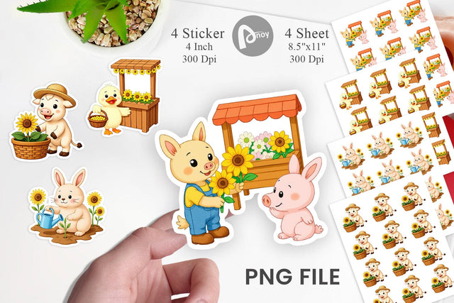 Sunflower Farm Friends Sticker Sublimation artnoy 