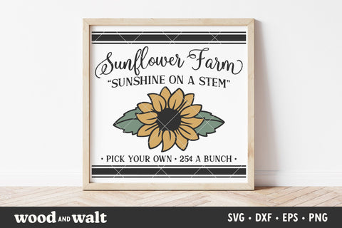 Sunflower Farm SVG PNG | Farmhouse Summer Sign Cut File SVG Wood And Walt 
