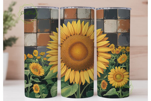 Sunflower Farmhouse 20oz Tumbler Wrap Sublimation PixelChick 