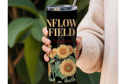 Sunflower Field 20oz Tumbler Wrap Sublimation DesignSVG 