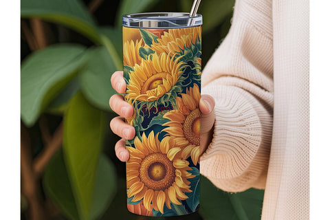Sunflower Field 20oz Tumbler Wrap Sublimation DesignSVG 