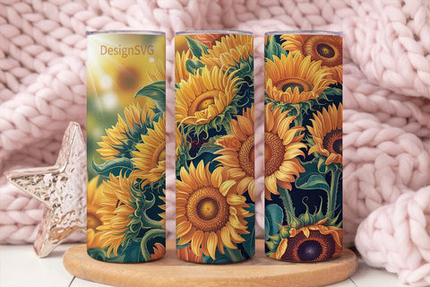 Sunflower Field 20oz Tumbler Wrap Sublimation DesignSVG 