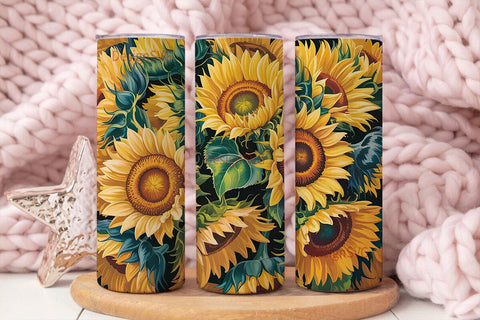 Sunflower Field 20oz Tumbler Wrap Sublimation DesignSVG 
