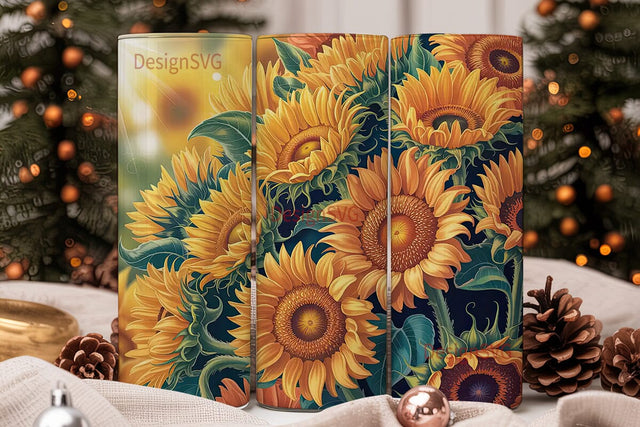 Sunflower Field 20oz Tumbler Wrap Sublimation DesignSVG 
