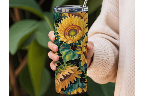 Sunflower Field 20oz Tumbler Wrap Sublimation DesignSVG 