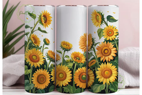 Sunflower Field 20oz Tumbler Wrap Sublimation PixelChick 
