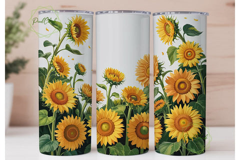 Sunflower Field 20oz Tumbler Wrap Sublimation PixelChick 