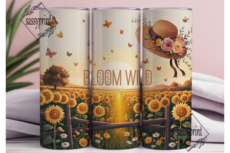 Sunflower Field Bloom Wild 20oz Skinny Sublimation sassyprint 