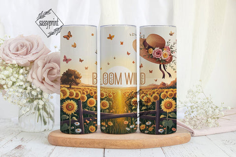 Sunflower Field Bloom Wild 20oz Skinny Sublimation sassyprint 