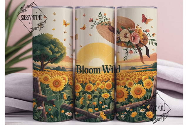 Sunflower Field Bloom Wild 20oz Skinny Sublimation sassyprint 