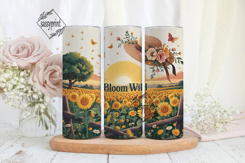 Sunflower Field Bloom Wild 20oz Skinny Sublimation sassyprint 