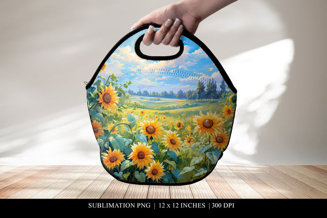 Sunflower Field Lunch Bag Sublimation Design Sublimation BijouBay 