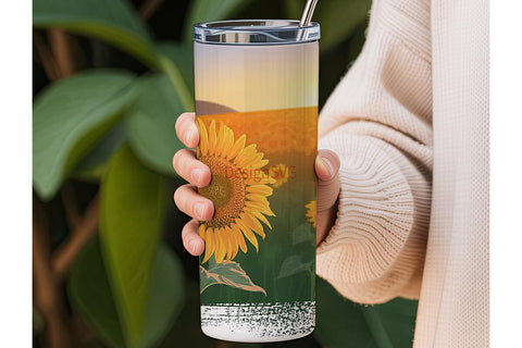 Sunflower Field Sunset 20oz Tumbler Wrap Sublimation DesignSVG 