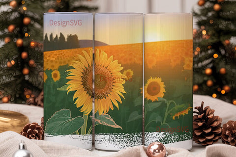 Sunflower Field Sunset 20oz Tumbler Wrap Sublimation DesignSVG 