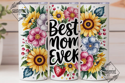 Sunflower Floral Best Mom EVER Tumbler Sublimation sassyprint 