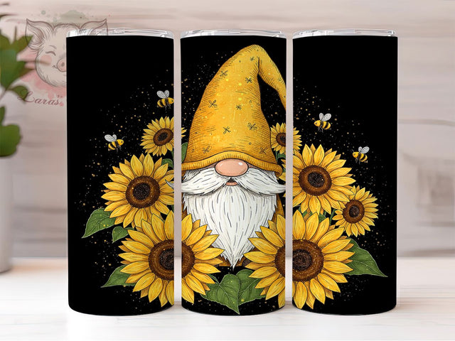 Sunflower Floral Gnome 20oz Tumbler, Floral Gnome Tumbler Wrap, 20oz Sublimation Tumbler, Boho Sunflower Tumbler, Cute Gnome Tumbler, Rustic Floral Tumbler, Whimsical Gnome Design Sublimation Lara' s Designs 