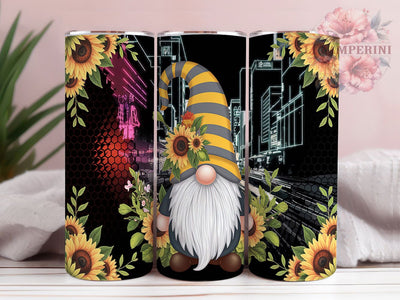 Sunflower Floral Gnome 20oz Tumbler Wrap, 20oz Sublimation Tumbler, Boho Sunflower Tumbler, Cute Gnome Tumbler, Rustic Floral Tumbler, Garden Gnome Tumbler Design Sublimation Li Zamperini 