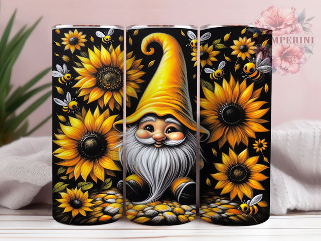 Sunflower Floral Gnome Tumbler, Sunflower Gnome Art, Gnome Tumbler, 20Oz Wrap Design, Summer Sublimation, Floral Gnome Design, Whimsical Sunflower Sublimation Li Zamperini 