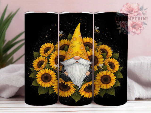 Sunflower Floral Gnome Tumbler, Sunflower Gnome Art, Gnome Tumbler, 20Oz Wrap Design, Summer Sublimation, Floral Gnome Design, Whimsical Sunflower Sublimation Li Zamperini 