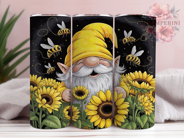 Sunflower Floral Gnome Tumbler, Sunflower Gnome Art, Gnome Tumbler, 20Oz Wrap Design, Summer Sublimation, Floral Gnome Design, Whimsical Sunflower Sublimation Li Zamperini 