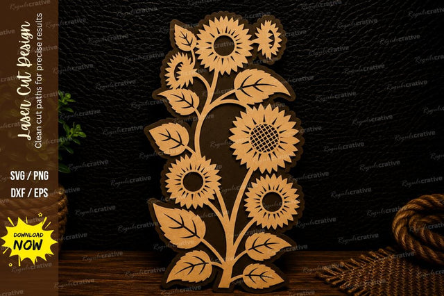 Sunflower Floral Laser Cut Svg Design SVG Regulrcrative 