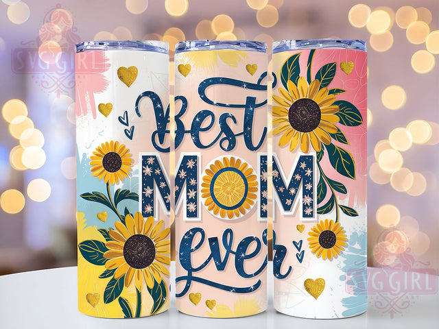 Sunflower Floral Mom Tumbler Wrap, Best Mom Ever Cup, Floral Mama Tumbler Wrap, 20oz Mother’s Day Tumbler, Rustic Mom Life PNG, Cute Sunflower Cup Design, Mom Gift Sublimation Sublimation SvggirlplusArt 