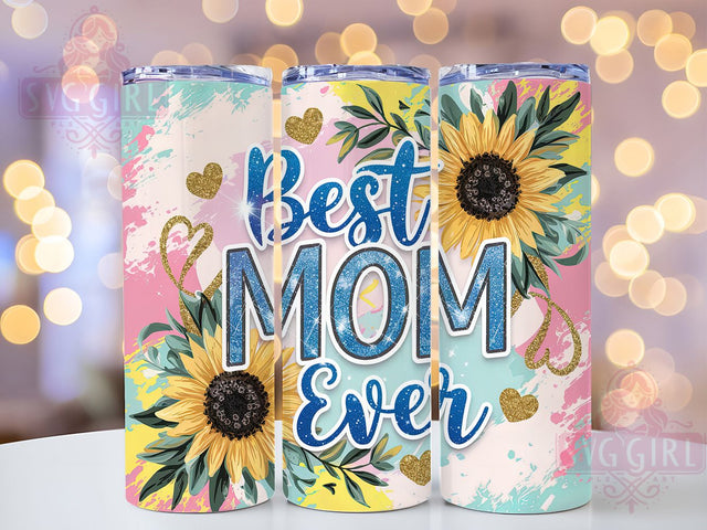 Sunflower Floral Mom Tumbler Wrap, Best Mom Ever Cup, Floral Mama Tumbler Wrap, 20oz Mother’s Day Tumbler, Rustic Mom Life PNG, Cute Sunflower Cup Design, Mom Gift Sublimation Sublimation SvggirlplusArt 