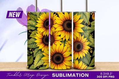 Sunflower Floral Pattern Beautiful Yellow Flower Background Sublimation Regulrcrative 