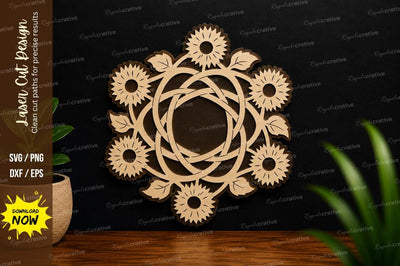 Sunflower Floral Wreath Frame Laser Cut SVG File SVG Regulrcrative 