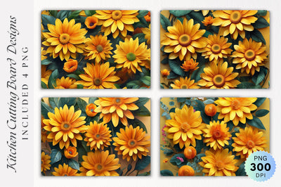 Sunflower Flowers Cutting Board PNG Design Sublimation Regulrcrative 