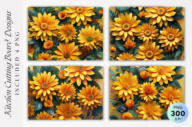 Sunflower Flowers Cutting Board PNG Design Sublimation Regulrcrative 
