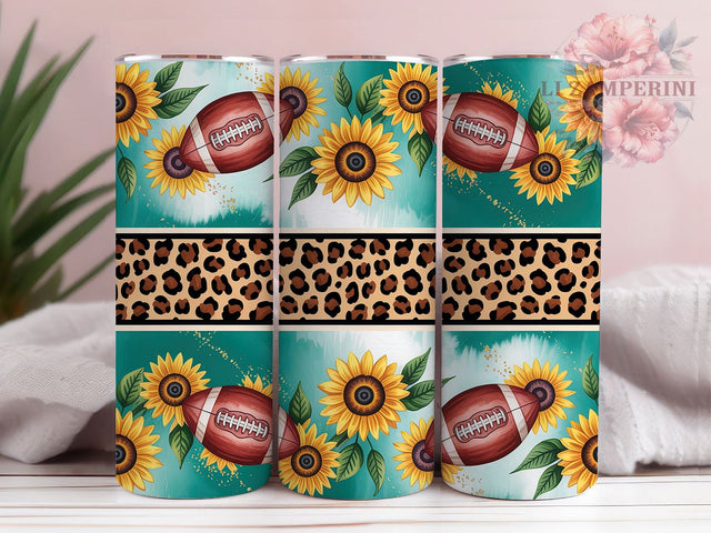 Sunflower Football Fall Tumbler Wrap, Game Day Tumbler Wrap, Sunflower Football PNG, 20oz Skinny Tumbler, Girly Football Tumbler, Fall Tumbler Sublimation, Floral Sports PNG Sublimation Li Zamperini 