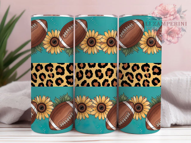 Sunflower Football Fall Tumbler Wrap, Game Day Tumbler Wrap, Sunflower Football PNG, 20oz Skinny Tumbler, Girly Football Tumbler, Fall Tumbler Sublimation, Floral Sports PNG Sublimation Li Zamperini 