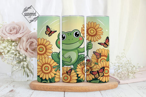 Sunflower Frog 20oz Tumbler Wrap Sublimation sassyprint 
