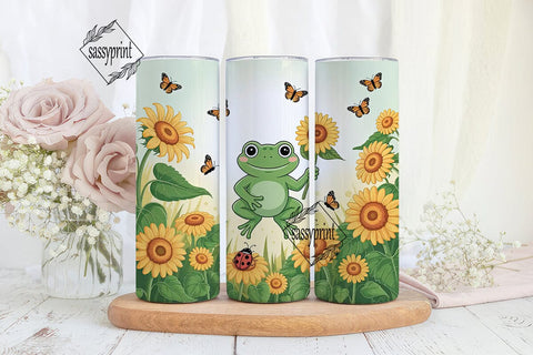 Sunflower Frog 20oz Tumbler Wrap Sublimation sassyprint 