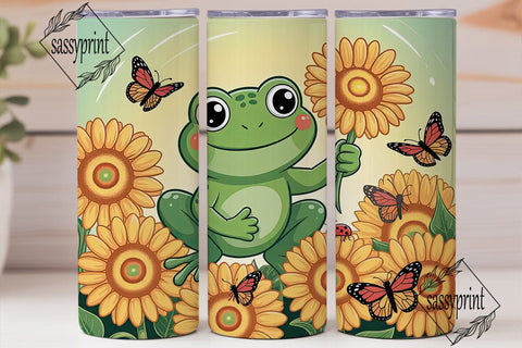 Sunflower Frog 20oz Tumbler Wrap Sublimation sassyprint 