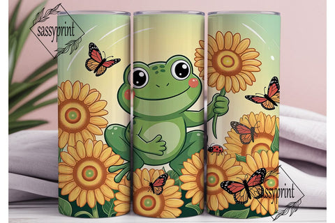 Sunflower Frog 20oz Tumbler Wrap Sublimation sassyprint 