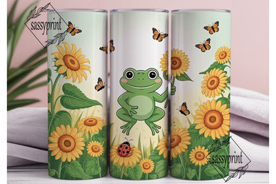 Sunflower Frog 20oz Tumbler Wrap Sublimation sassyprint 