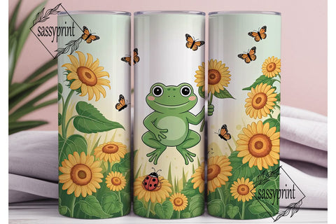Sunflower Frog 20oz Tumbler Wrap Sublimation sassyprint 
